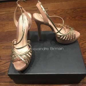 Alexandre Birman Gold and nude strappy heels